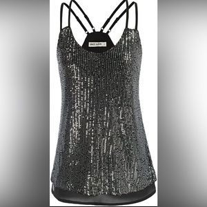 GRACE KARIN NWT Sleeveless Sparkle Shimmer Camisole Sequin Tank Top